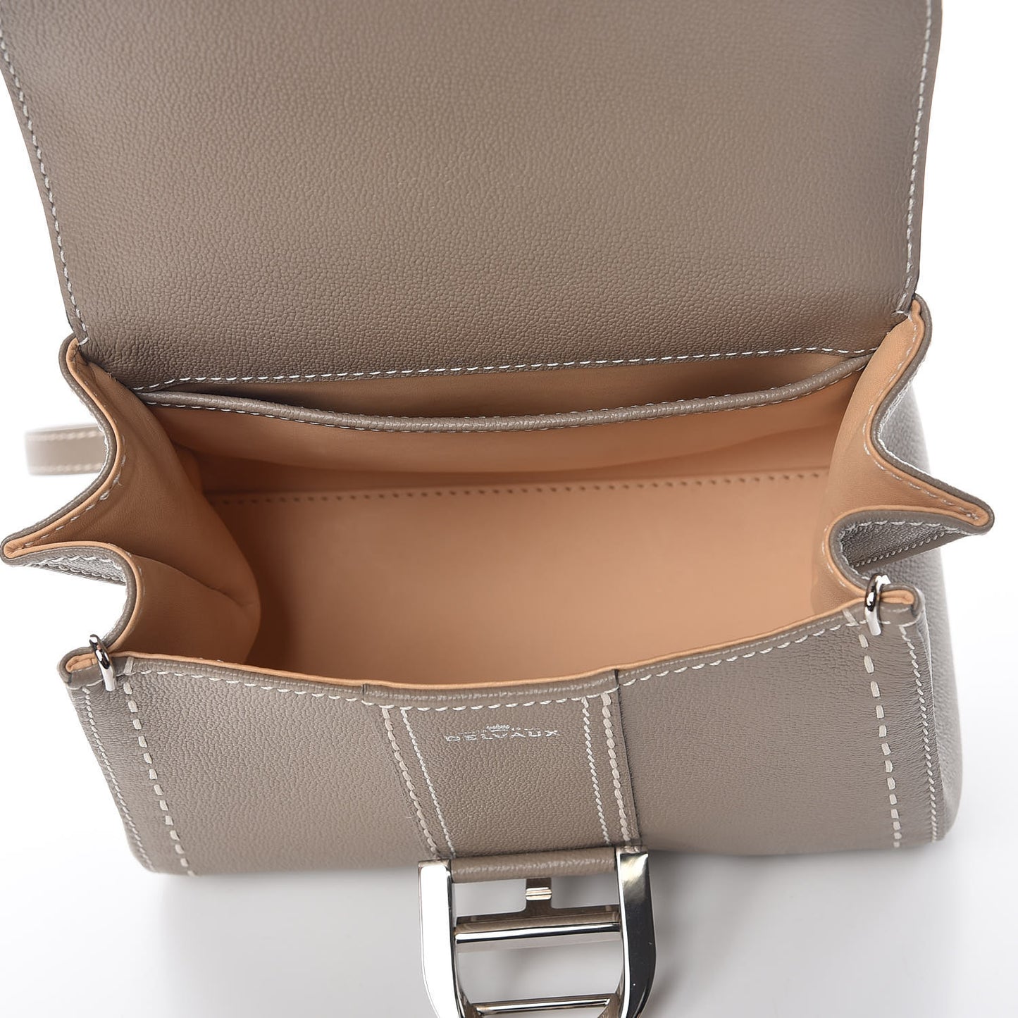Grained Rodeo Calfskin Surpique Mini Brillant Satchel Tourterelle Ivory