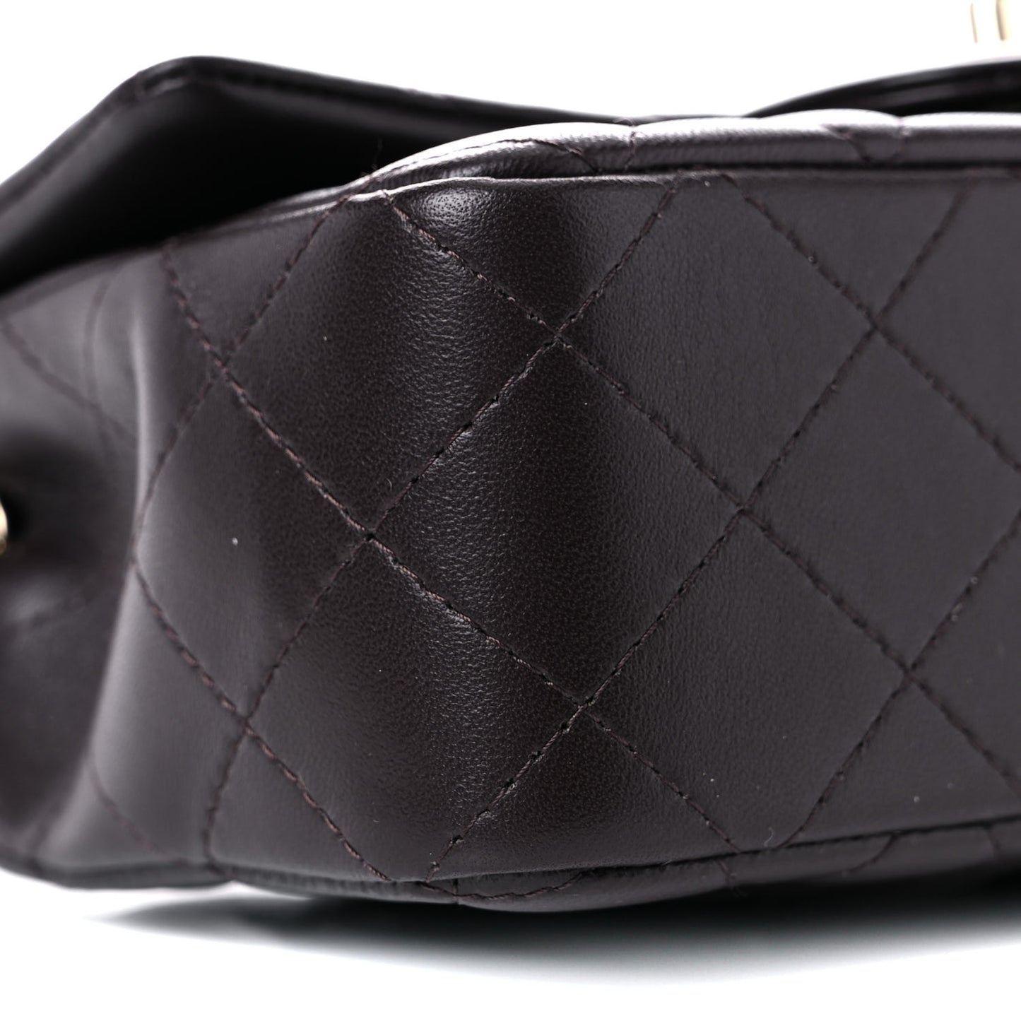 Lambskin Quilted Mini Rectangular Flap Dark Brown