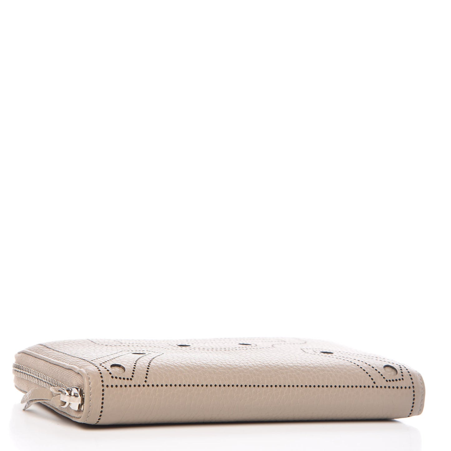 Veau Grana Perforated Blackout Hardware Continental Zip Around Wallet Gris Cendre