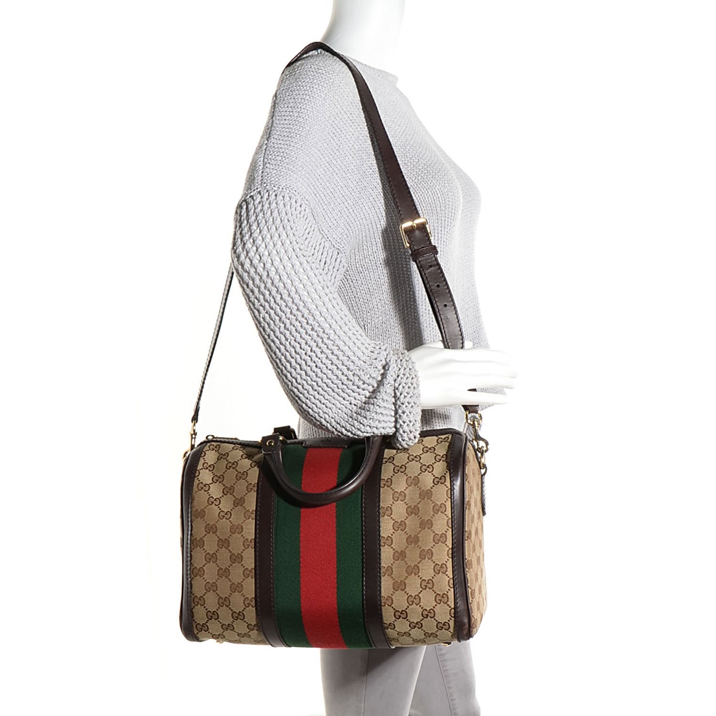 Monogram Vintage Web Medium Boston Dark Brown
