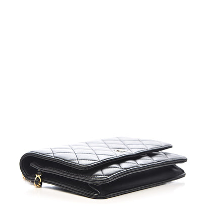 Chanel Lambskin Quilted Wallet On Chain WOC Black 4 of 12