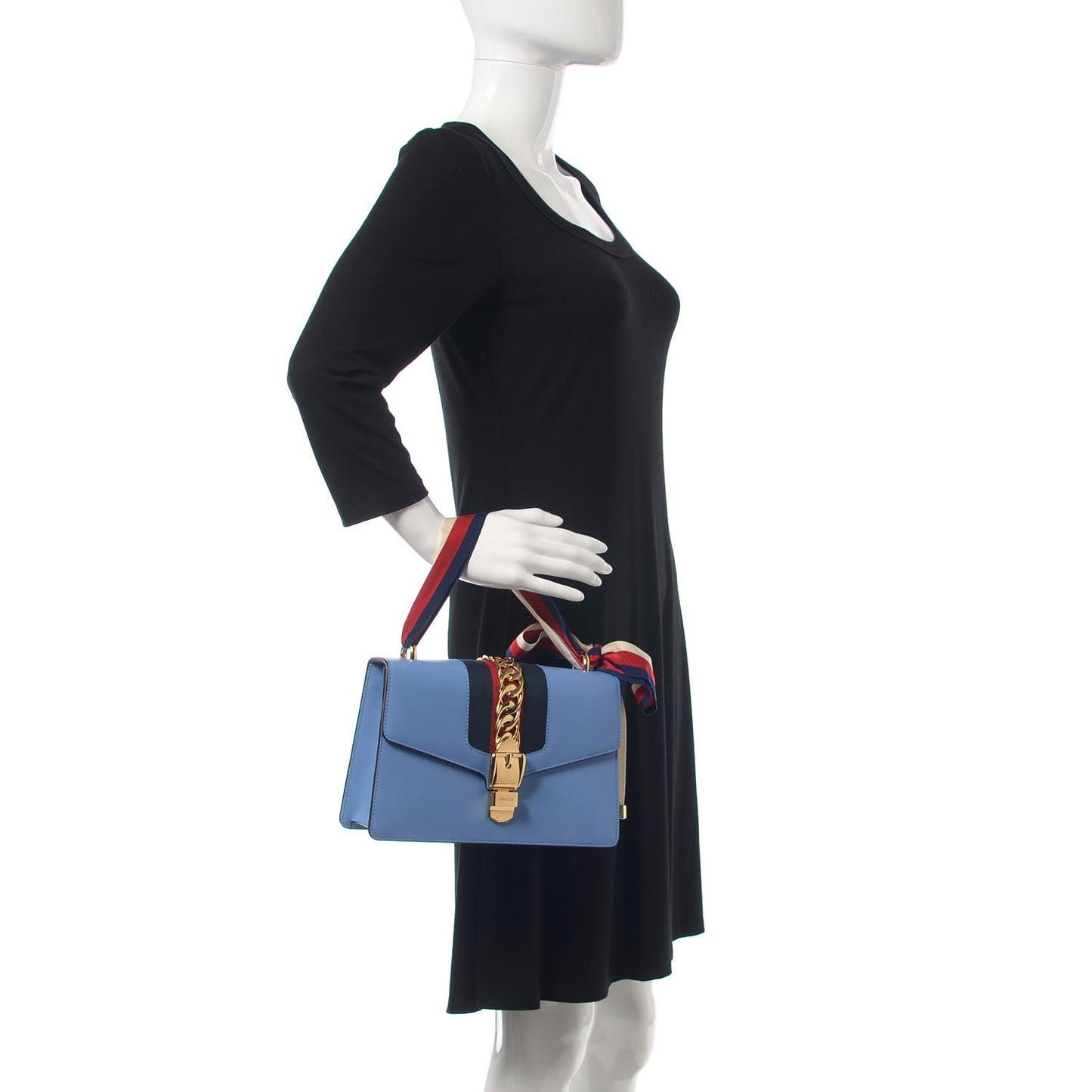 Calfskin Small Sylvie Shoulder Bag Clear Sky Blue