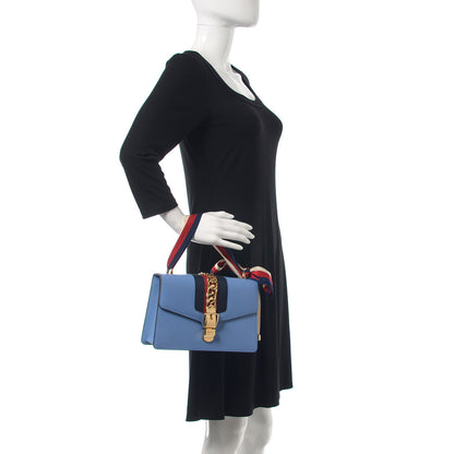 Gucci Calfskin Small Sylvie Shoulder Bag Clear Sky Blue 2 of 10