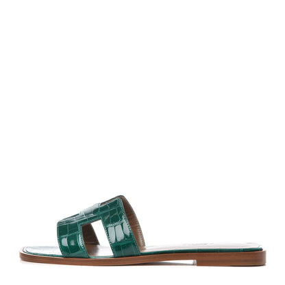 Hermes Shiny Alligator Oran Sandals 36 Emeraude 1 of 9