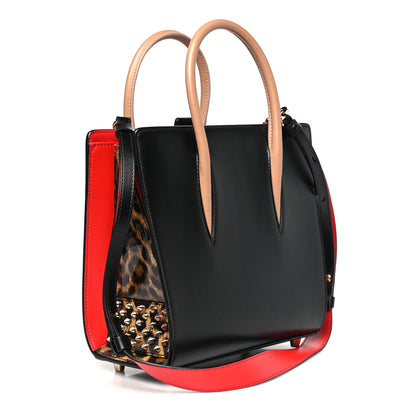 Christian Louboutin Calfskin Patent Leopard Studded Small Paloma Black 2 of 7