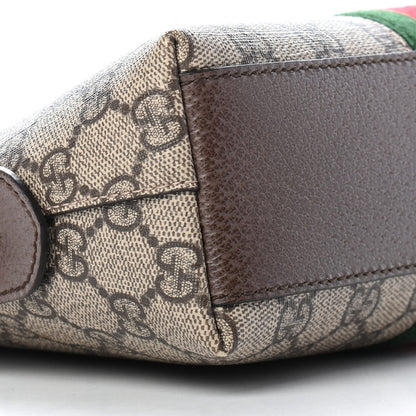 Gucci GG Supreme Monogram Textured Dollar Calfskin Web Small Ophidia Dome Shoulder Bag Beige Ebony New Acero 8 of 9