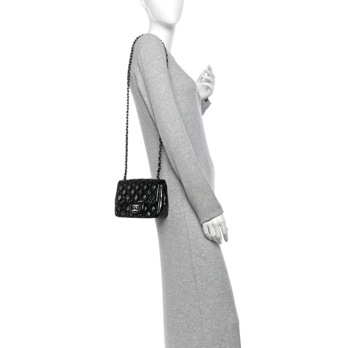 Chanel Patent Calfskin Quilted Mini Square Flap Black 2 of 11