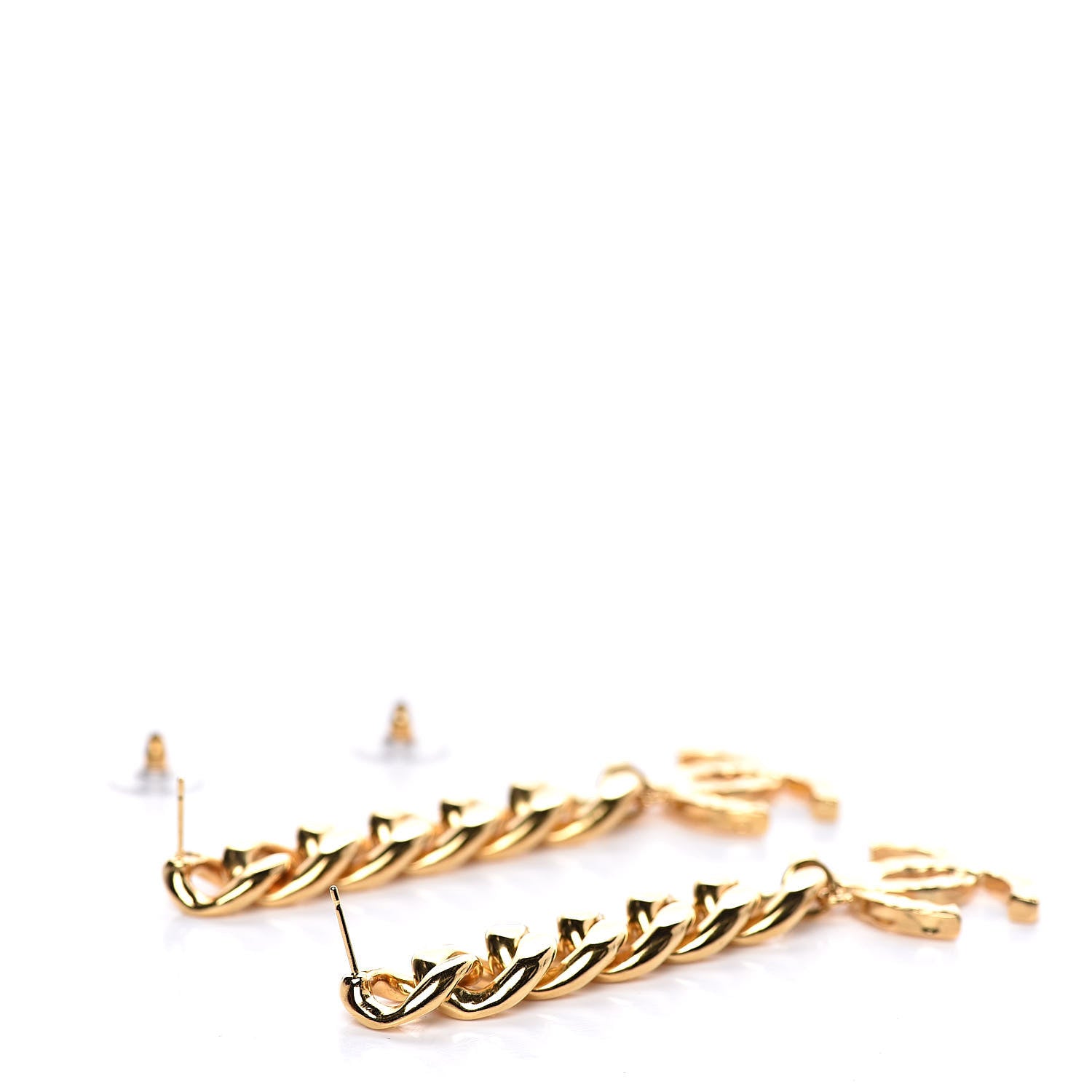 Chanel Metal CC Pick Drop Earrings Gold 3 of 5