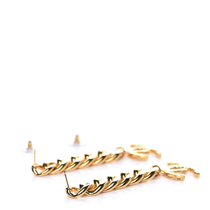 Chanel Metal CC Pick Drop Earrings Gold 3 of 5