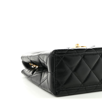 Chanel Shiny Aged Calfskin Quilted Nano Kelly Shopper Black 9 of 11