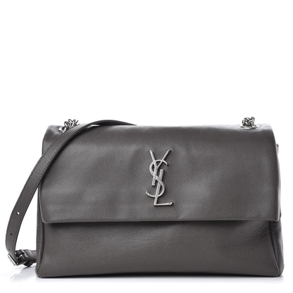 Saint Laurent Grain De Poudre Medium West Hollywood Monogram Fold-Over Earth 1 of 9