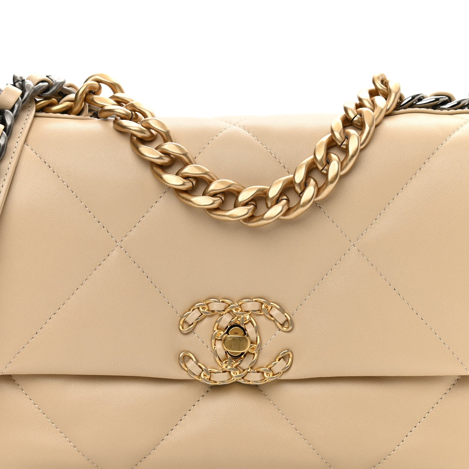 Chanel Lambskin Quilted Medium Chanel 19 Flap Beige 8 of 10