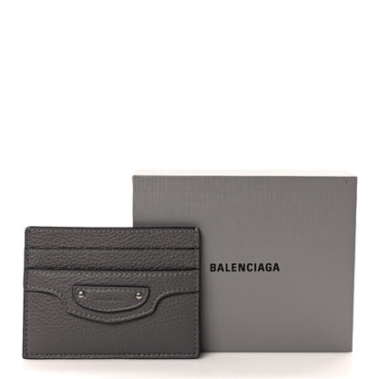 Balenciaga Grained Calfskin Neo Classic Silver Hardware Card Holder Dark Grey 7 of 7