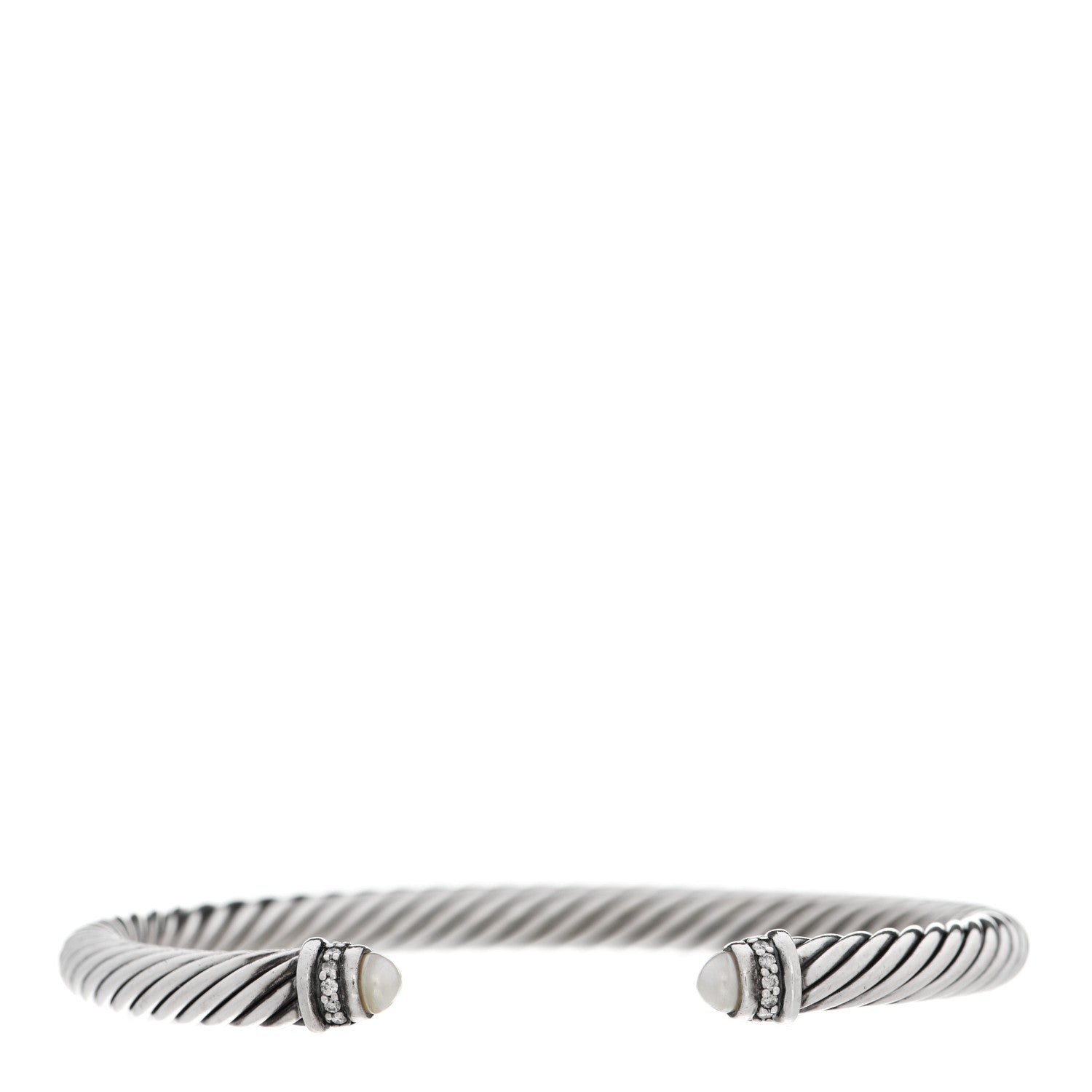 David Yurman Sterling Silver Diamond Pearl 5mm Cable Classics Bracelet 1 of 3