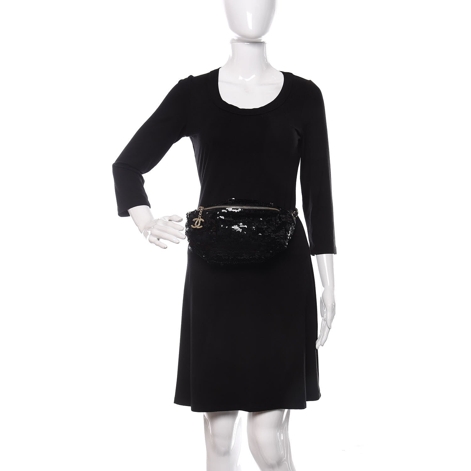 Chanel Sequin Calfskin Sparkling City Waist Bag Fanny Pack Black 2 of 13