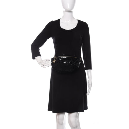 Chanel Sequin Calfskin Sparkling City Waist Bag Fanny Pack Black 2 of 13