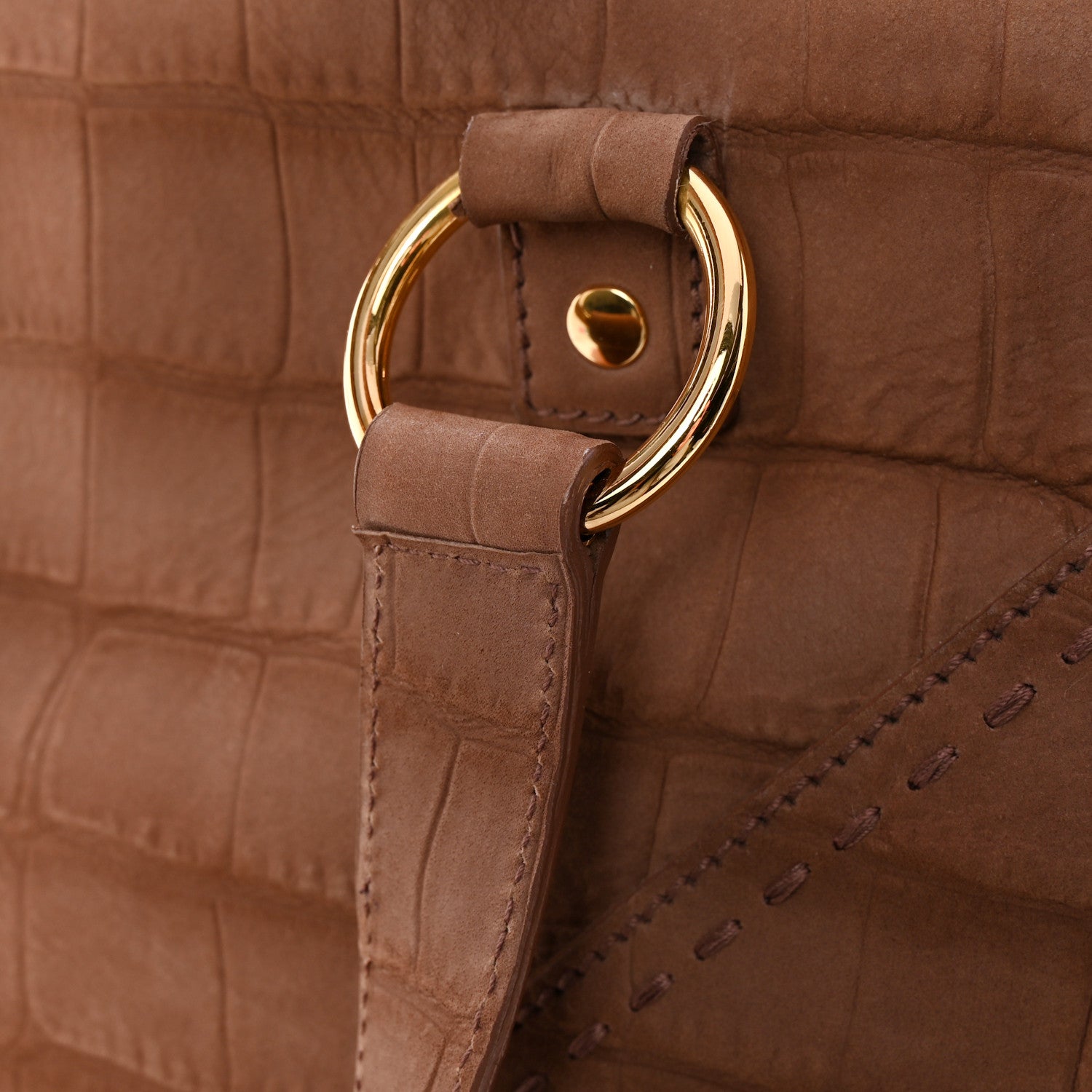 Saint Laurent Nubuck Croc Embossed Oversized Muse Beige 12 of 14