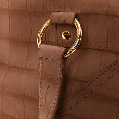 Saint Laurent Nubuck Croc Embossed Oversized Muse Beige 12 of 14