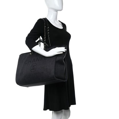 Chanel Mixed Fibers Large Deauville Tote Black 2 of 9