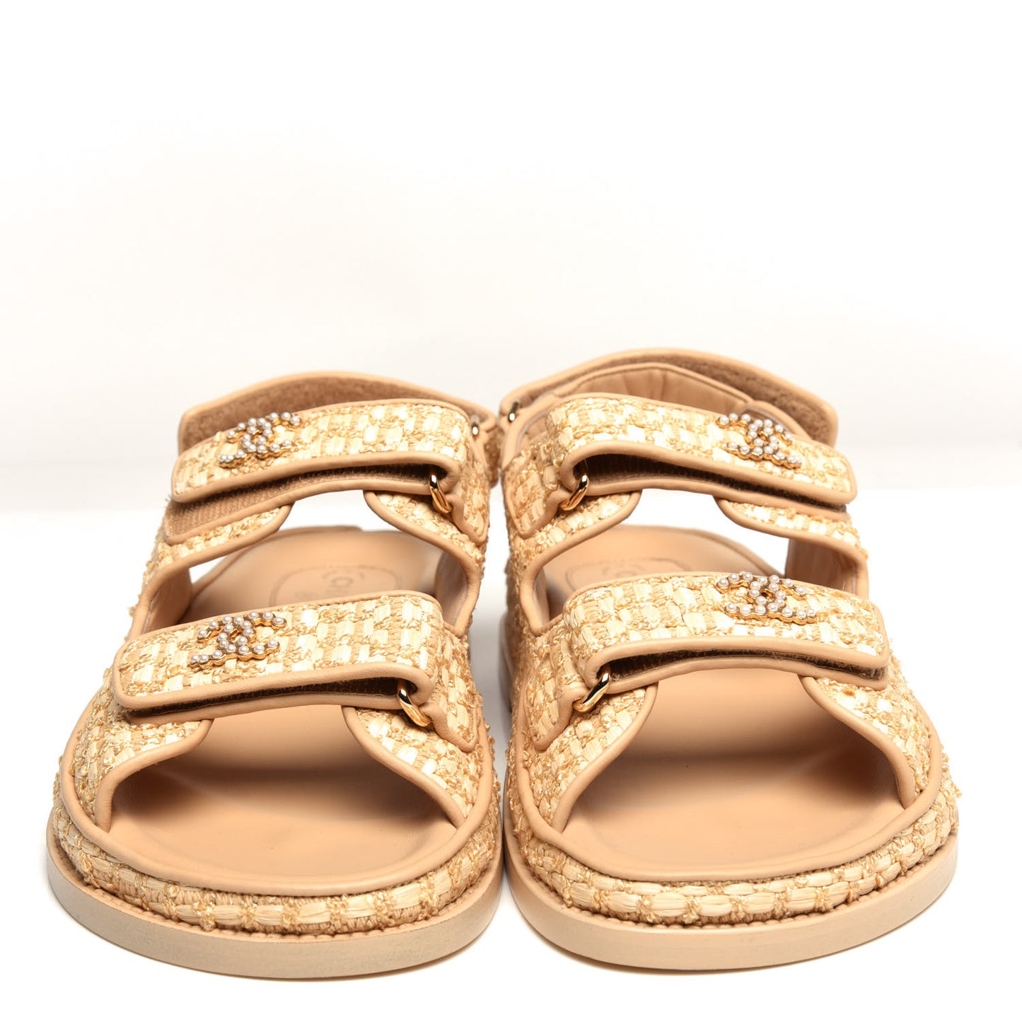 Braided Fabric Velcro Dad Sandals 37.5 Beige