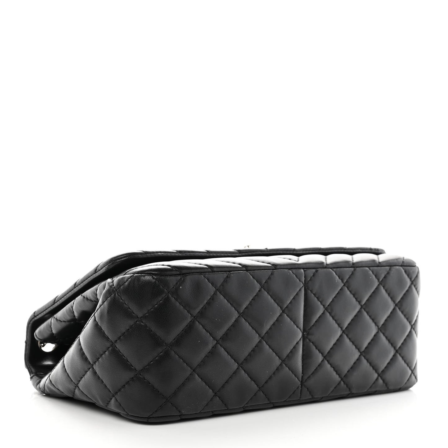Lambskin Surpique Chevron Medium Single Flap Black