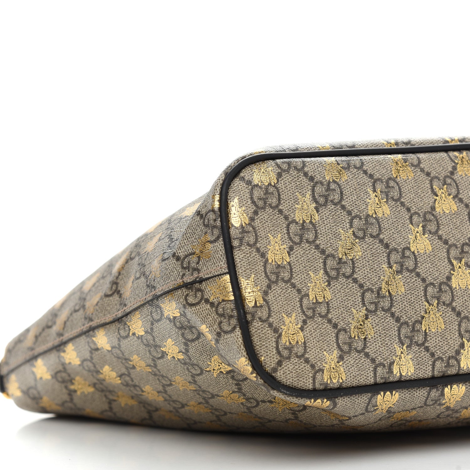 Gucci Soft GG Supreme Monogram Bees Small Crossbody Tote Beige Oro Black 8 of 9