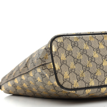 Gucci Soft GG Supreme Monogram Bees Small Crossbody Tote Beige Oro Black 8 of 9