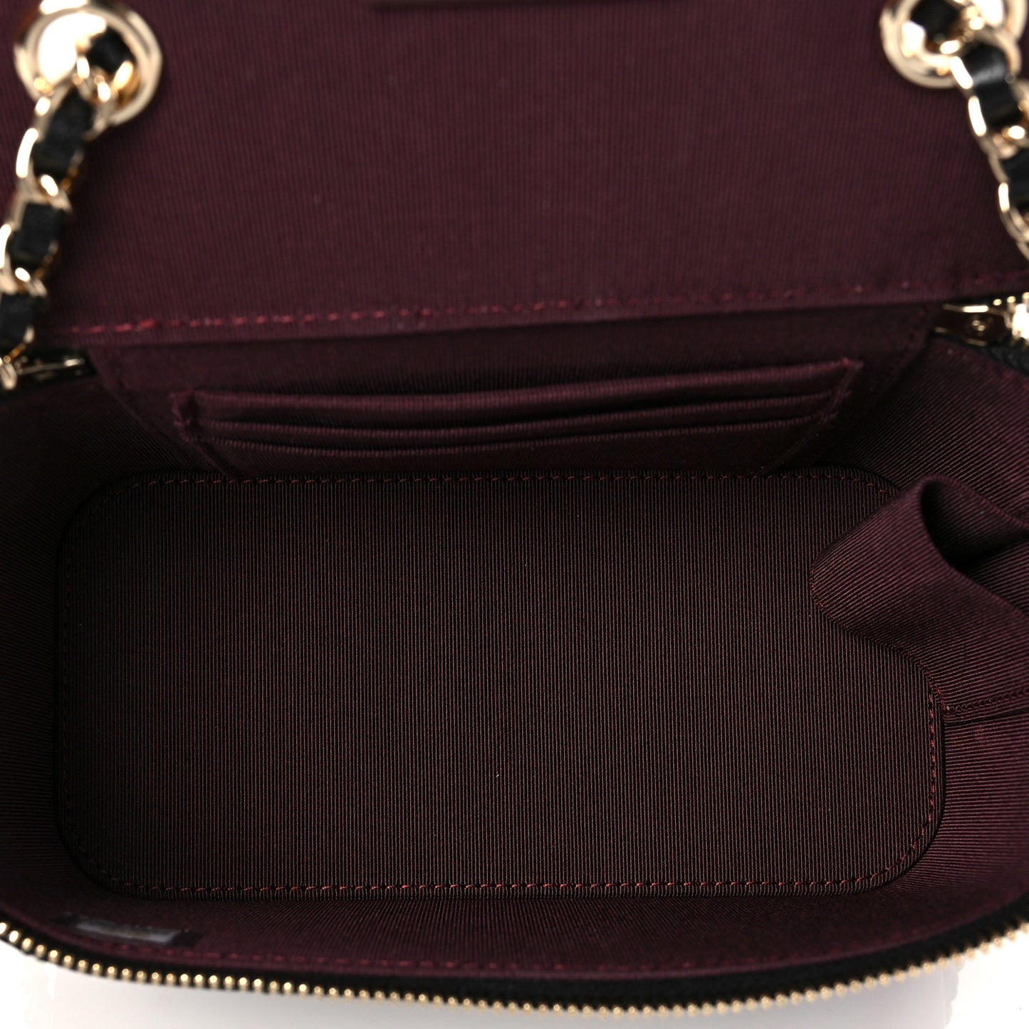 Lambskin Quilted Small Vanity Case With Chain Black