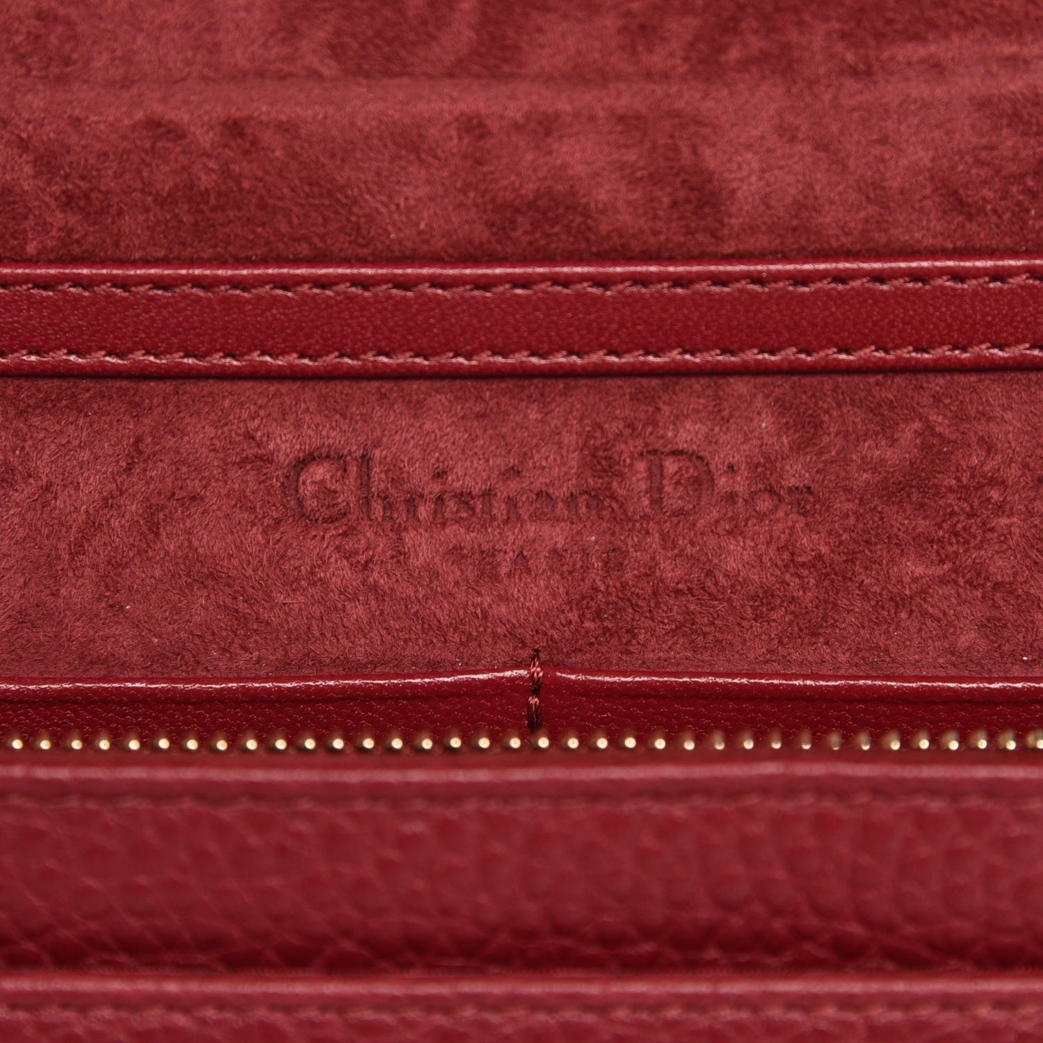 Christian Dior Grained Calfskin Diorama Wallet on Chain Pouch Burgundy 6 of 6