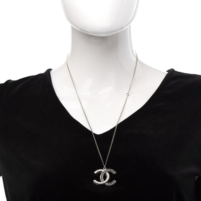 Chanel Baguette Crystal Large CC Necklace Silver Black 2 of 6