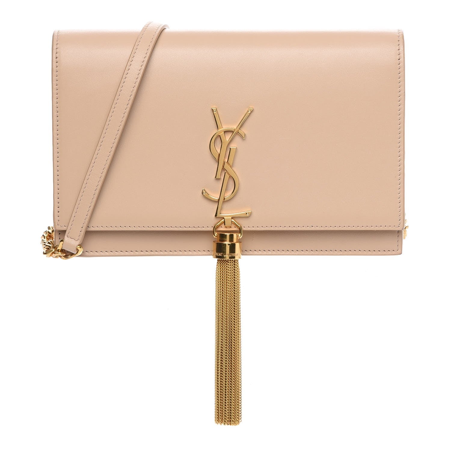 Saint Laurent Smooth Calfskin Classic Monogram Kate Tassel Chain Wallet Nude Powder 1 of 8