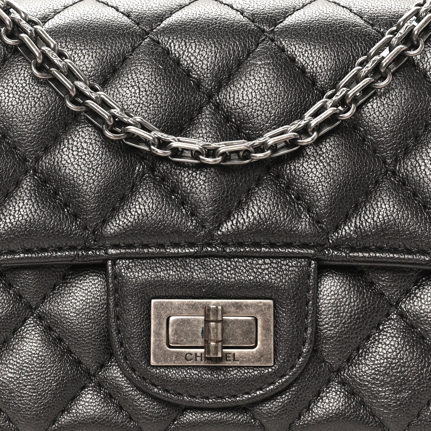 Chanel Metallic Sheepskin Quilted 2.55 Reissue Mini Flap Dark Silver 8 of 10