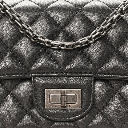 Chanel Metallic Sheepskin Quilted 2.55 Reissue Mini Flap Dark Silver 8 of 10