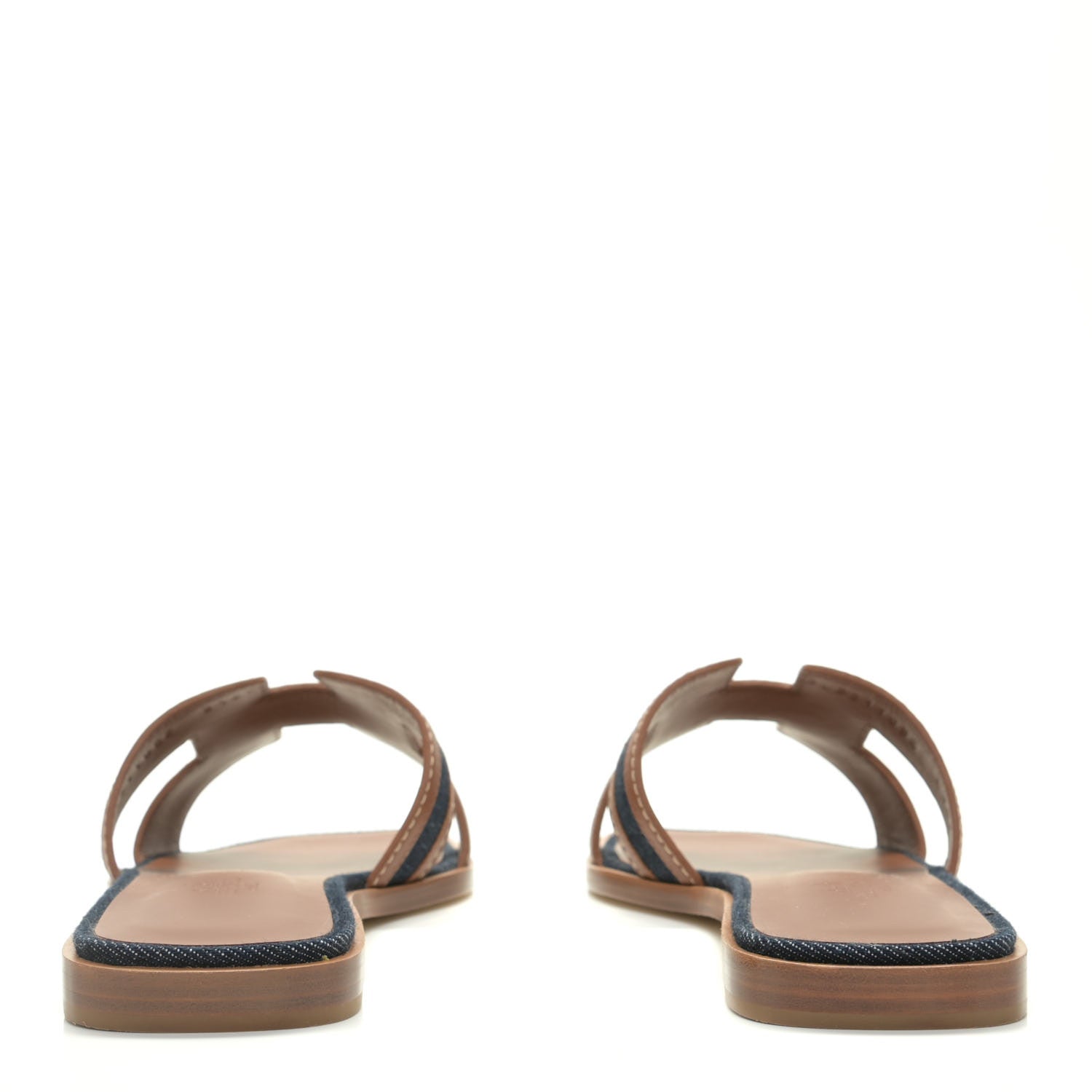 Hermes Calfskin Denim Oran Sandals 39 Bleu Brut Gold 5 of 11