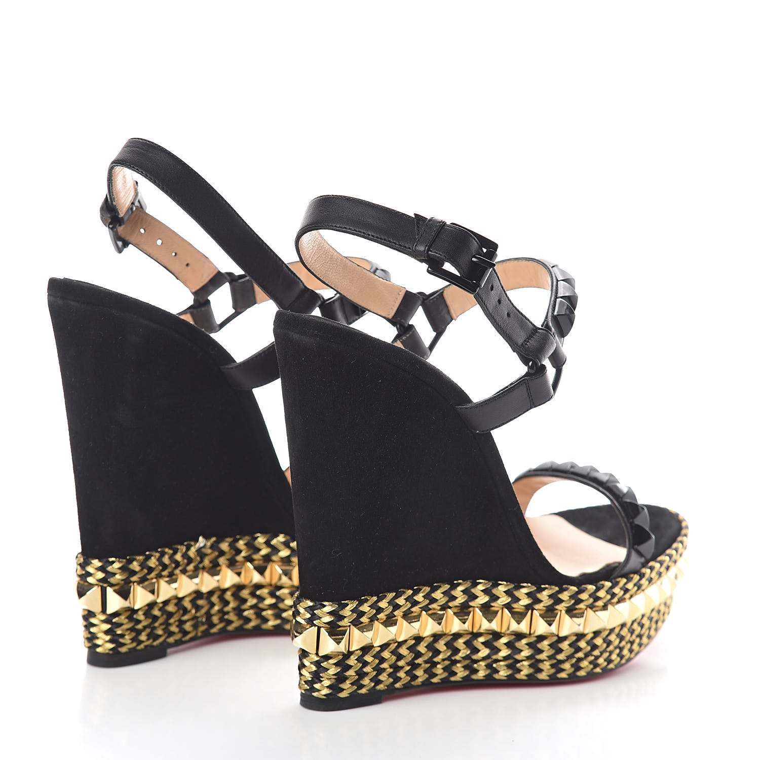 Christian Louboutin Calfskin Suede Cataclou 140 Wedge Sandals 39 Black 4 of 7