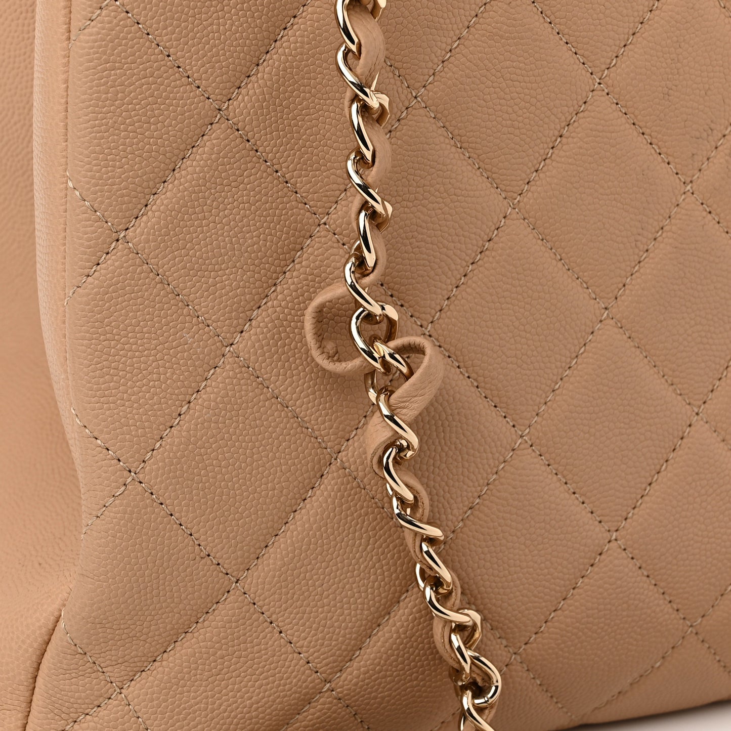Caviar Quilted Large Business Affinity Shopping Bag Beige