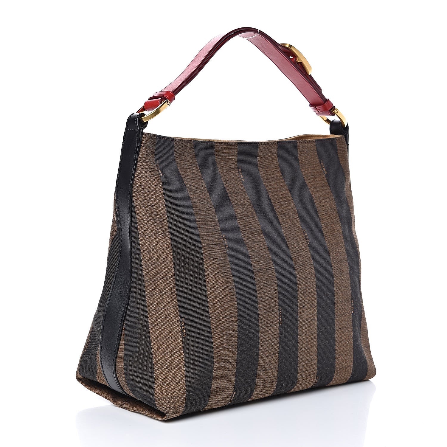 Fendi Pequin Cuoio Vegetale Medium Hobo Tobacco Rosso Black 3 of 10
