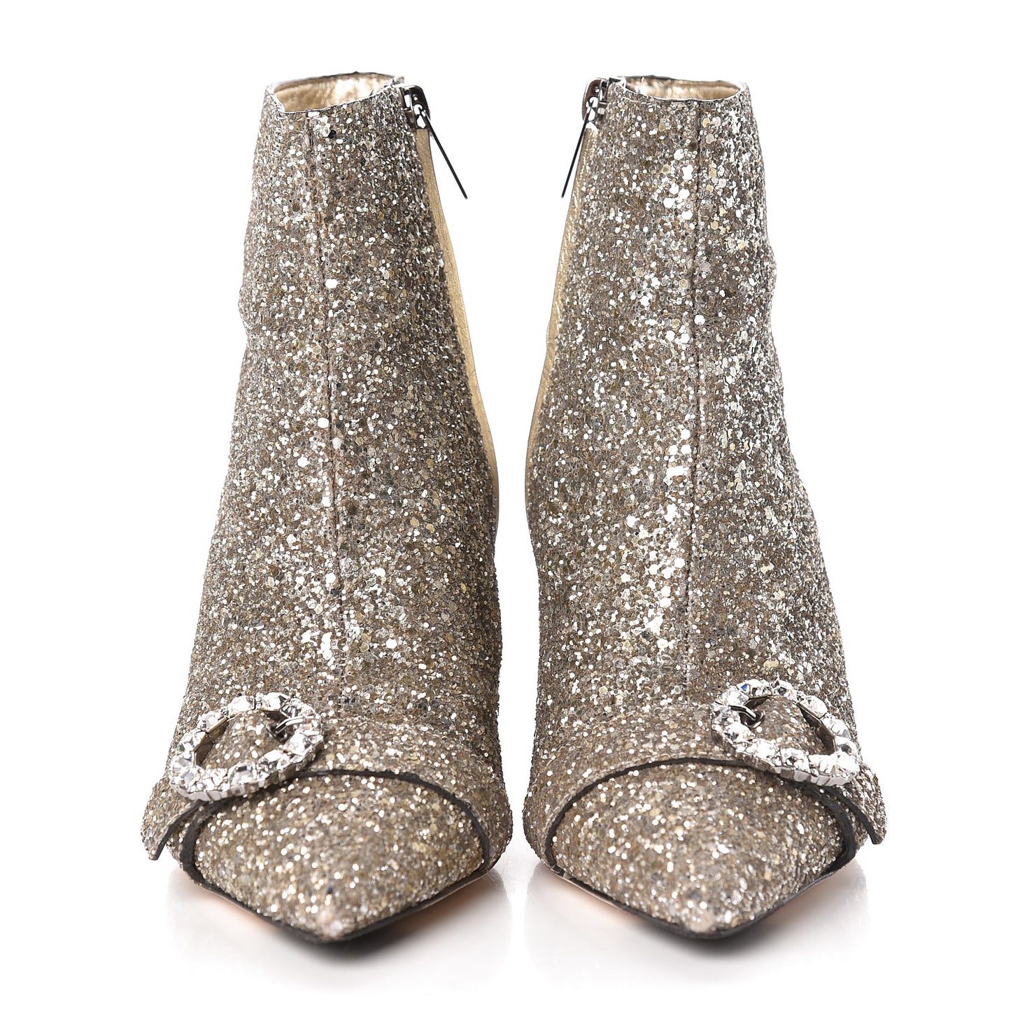 Shadow Coarse Glitter Crystal Hanover 65mm Booties 38 Champagne