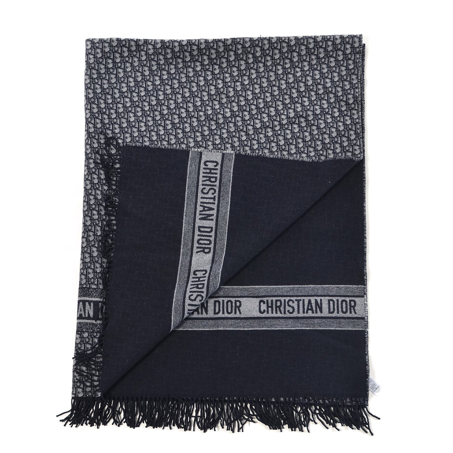 Cashmere Wool CD Oblique Throw Blanket Blue