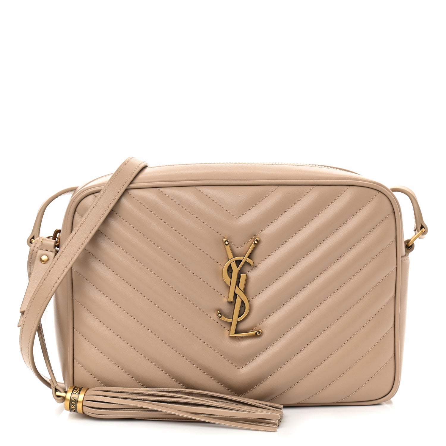 Saint Laurent Calfskin Matelasse Monogram Lou Camera Bag Dark Beige 1 of 8