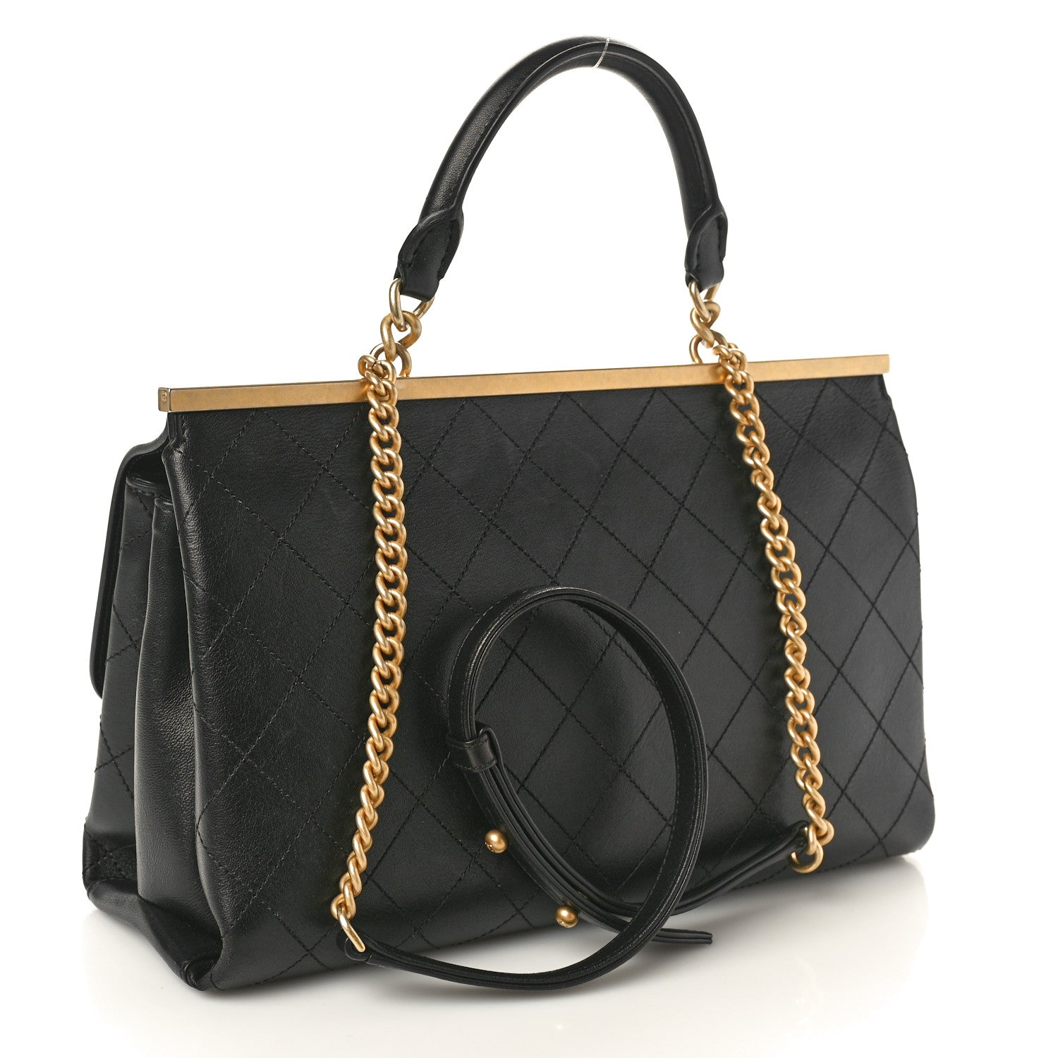 Chanel Lambskin Stitched Medium Coco Luxe Handle Flap Black 3 of 12