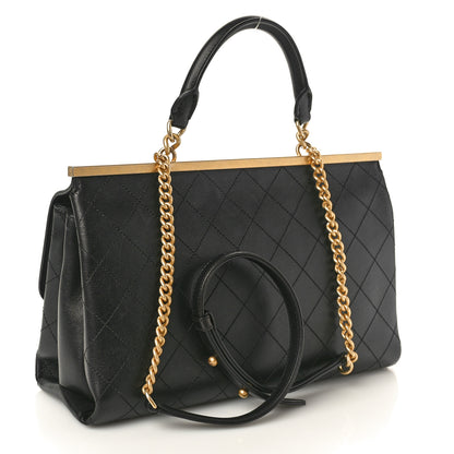 Chanel Lambskin Stitched Medium Coco Luxe Handle Flap Black 3 of 12