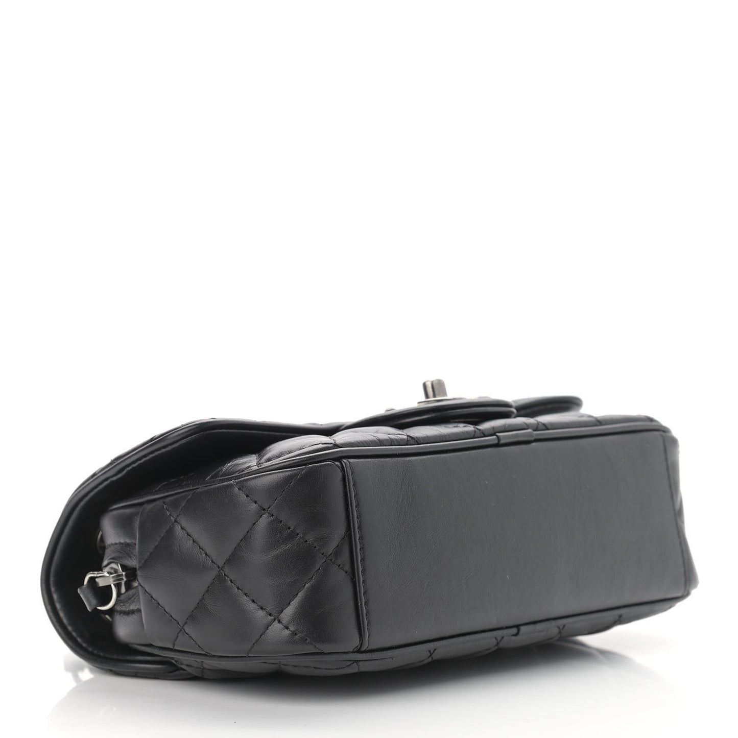Aged Calfskin Quilted Small Easy Flap Black