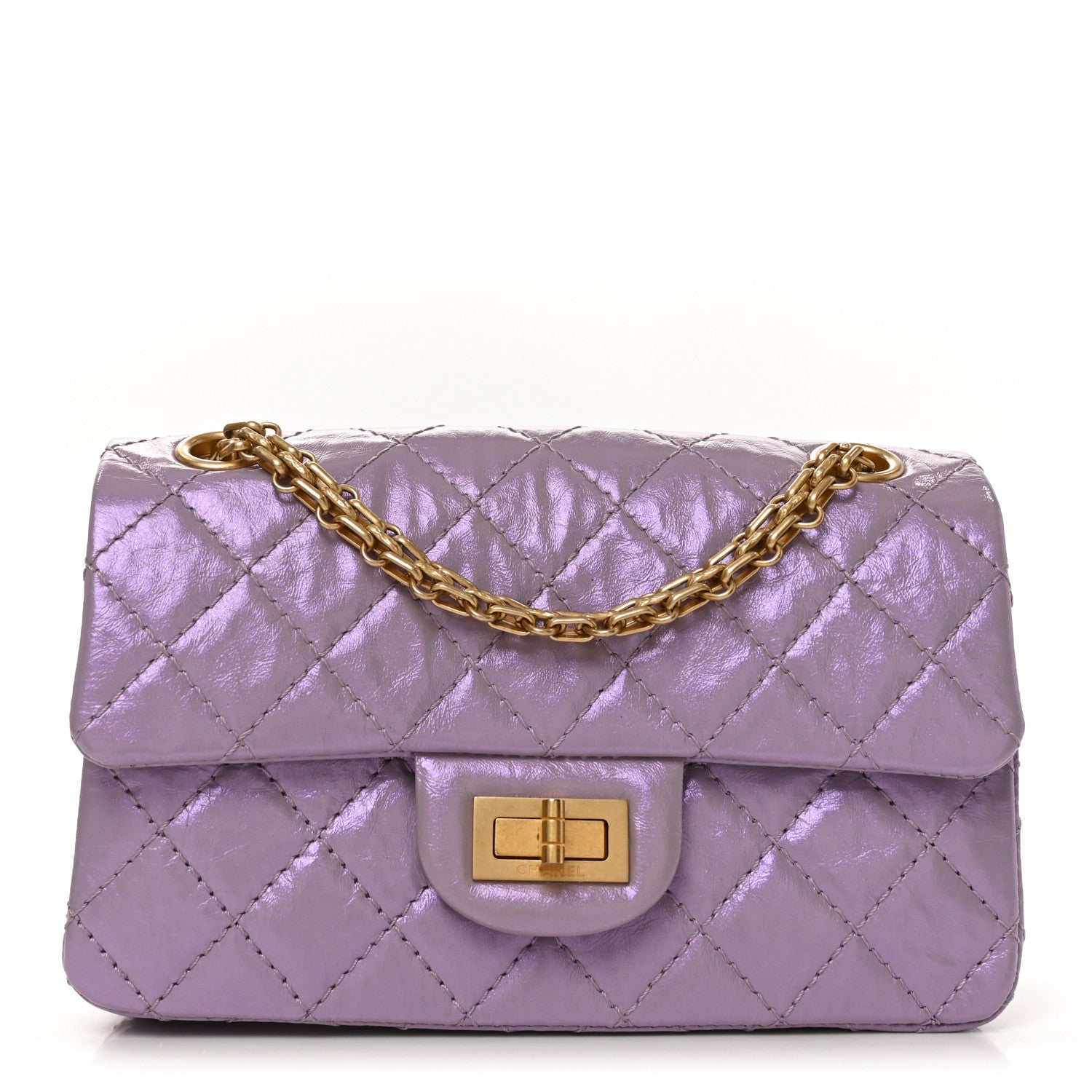 Chanel Glittered Aged Calfskin Quilted Mini 2.55 Reissue Flap Lilac 1 of 10