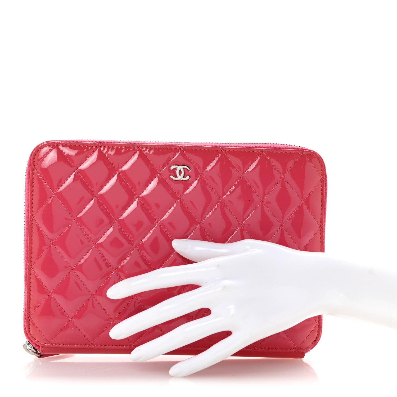 Chanel Patent Quilted Organizer Pouch Pink 2 of 11