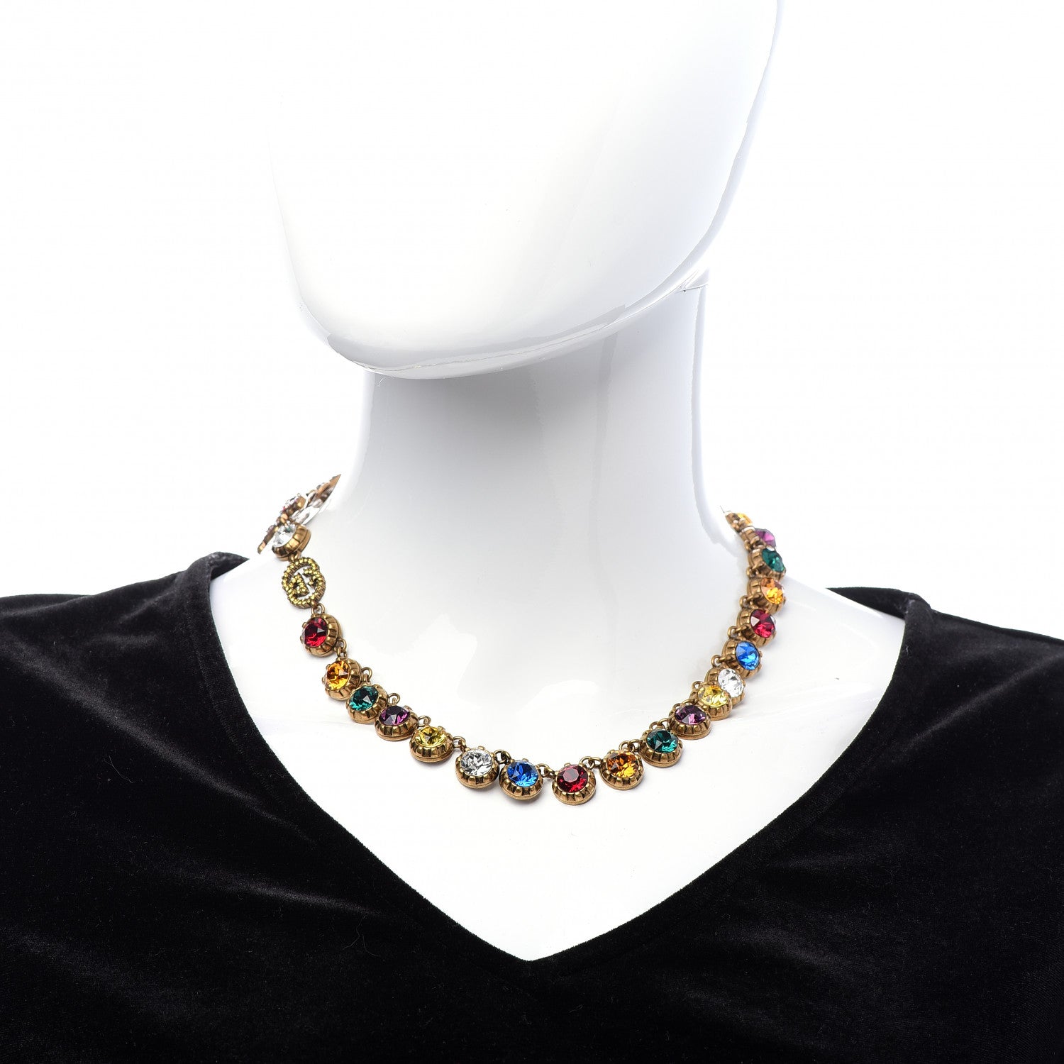 Gucci Crystal Butterfly Necklace Aged Gold Multicolor 2 of 6