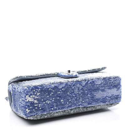 Chanel Sequin Large Waterfall Flap Light Blue 3 of 10