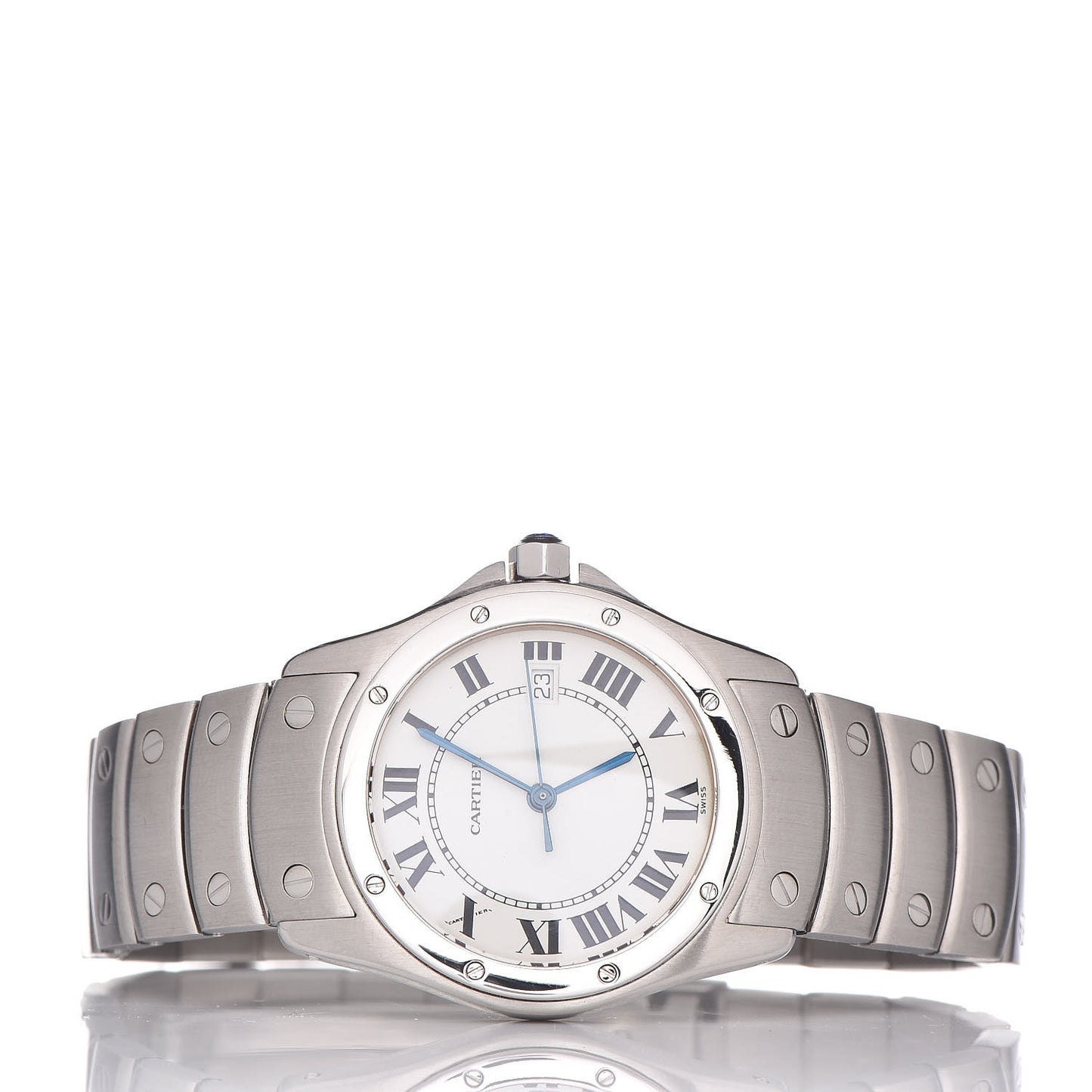Stainless Steel 33mm Santos Ronde Quartz Watch