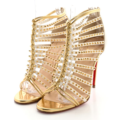 Christian Louboutin Kid Nappa Millaclou 100 Cage Sandals 37 Edelweiss Gold 4 of 14