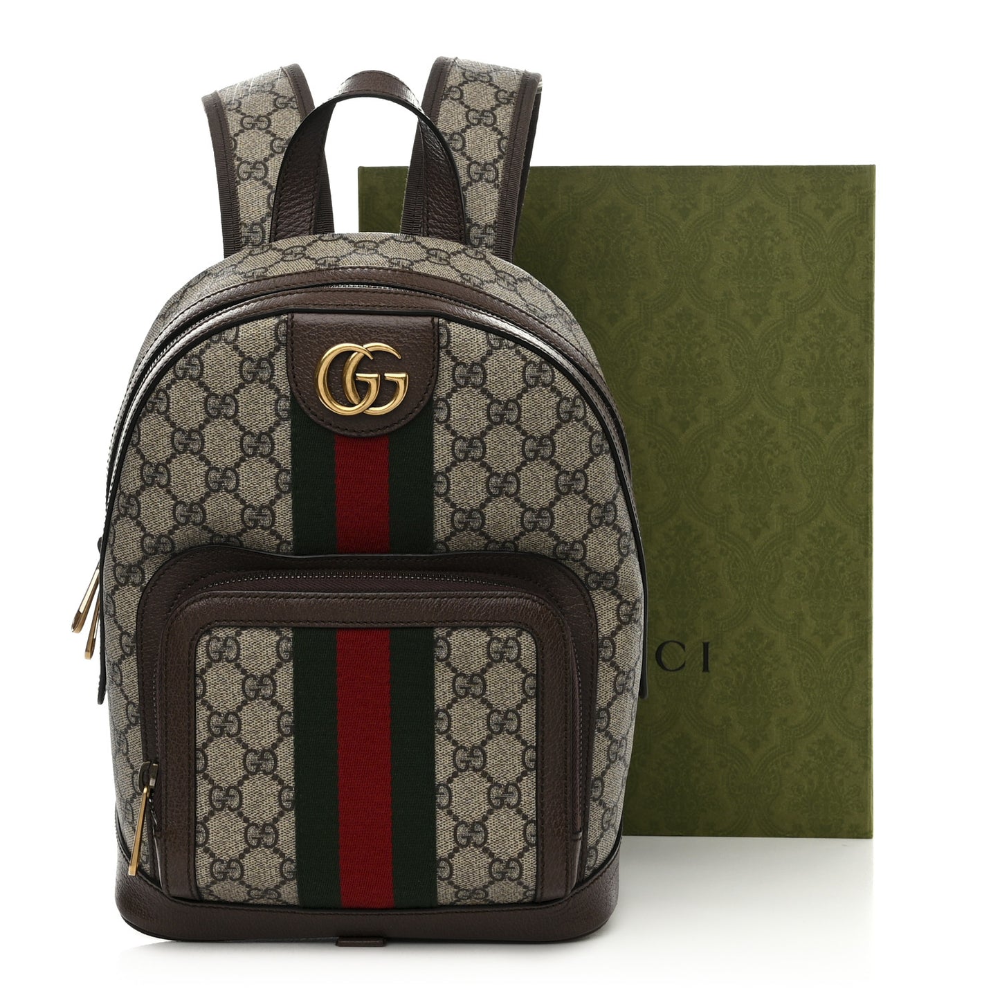 GG Supreme Monogram Calfskin Web Small Ophidia Day Backpack Beige Ebony New Acero